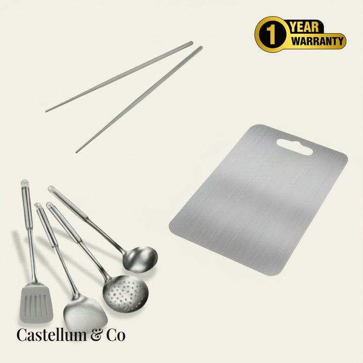 Prep & Serve Bundle: Utensils Set + Chopping Board