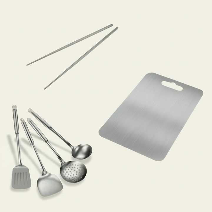 Prep & Serve Bundle: Utensils Set + Chopping Board
